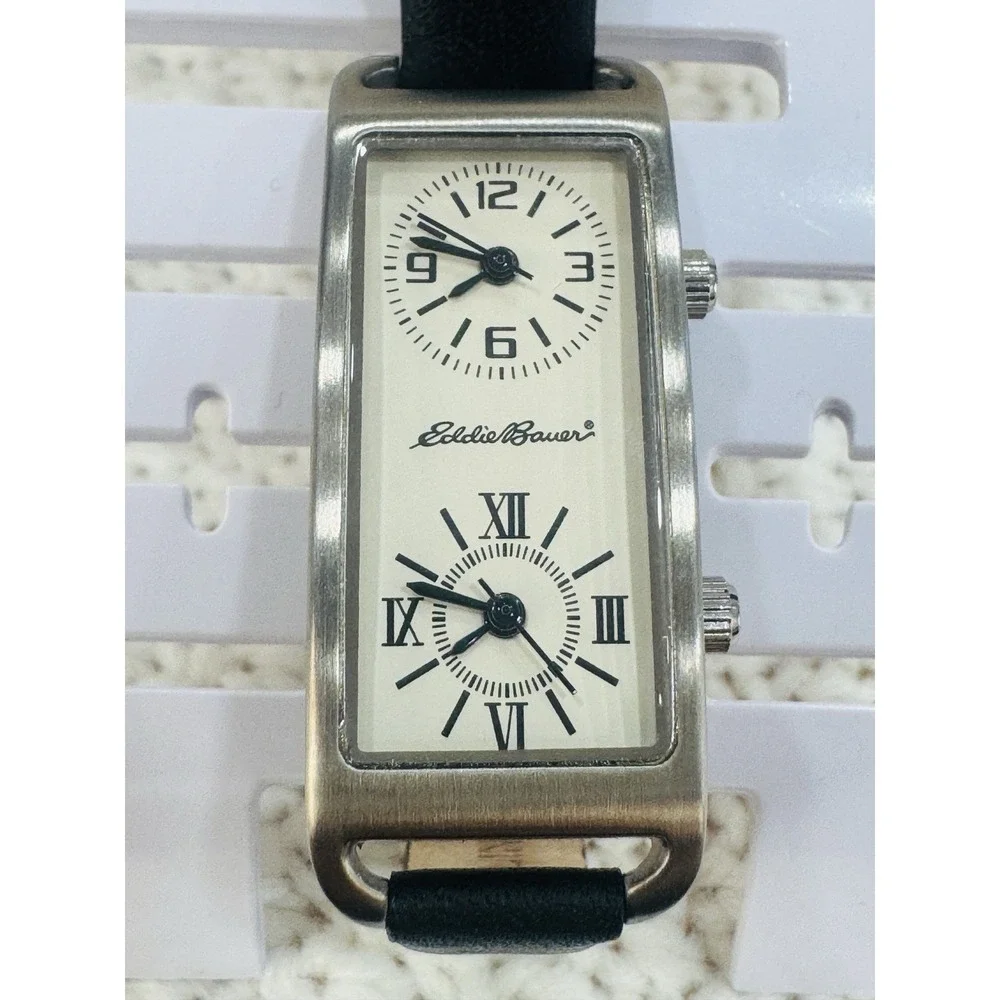 Eddie Bauer 0037 Dual Time Rectangle Quartz Watch Untested